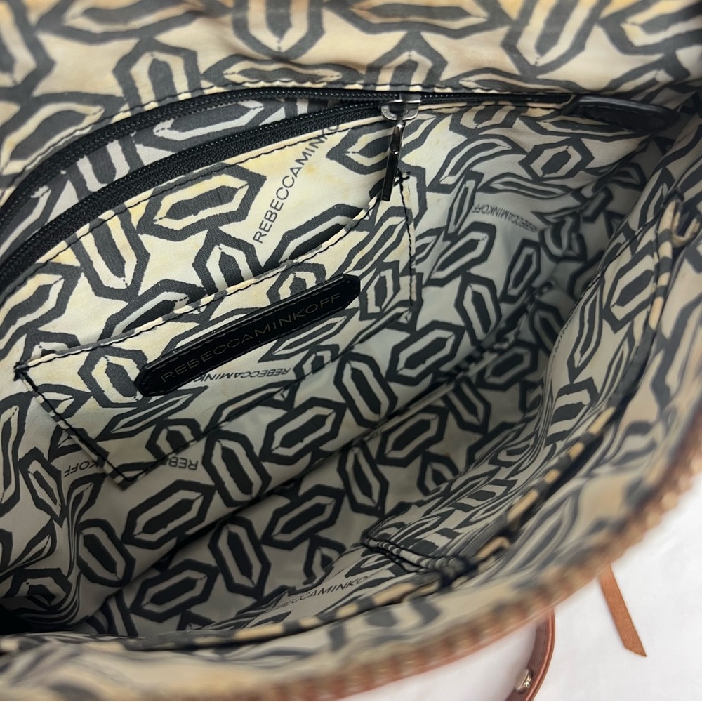 Rebecca Minkoff tan leather crossbody bag with zippers and gold details. - Picture 7 of 13